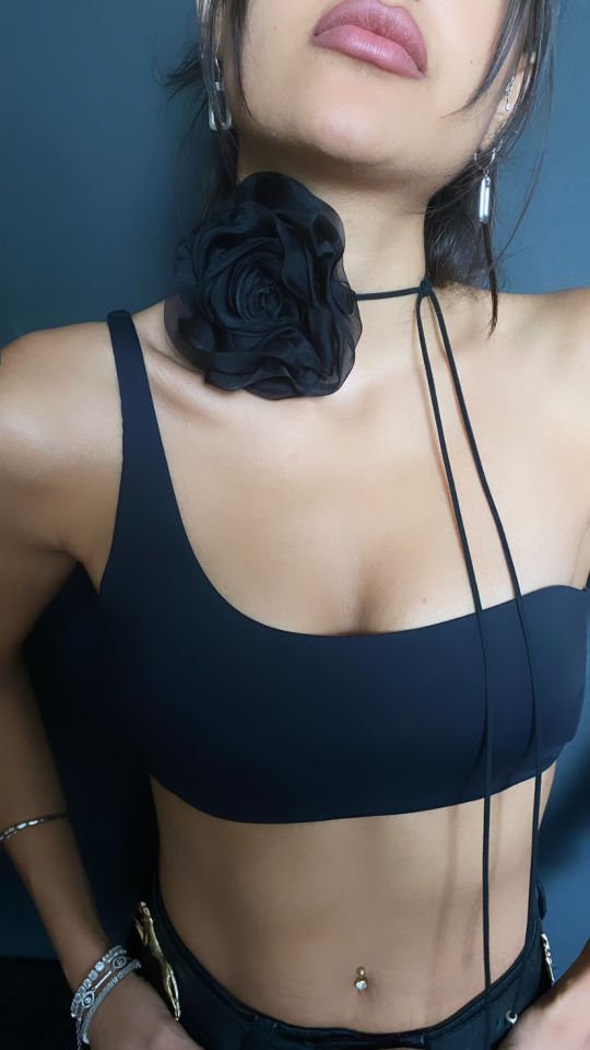 Silk Organza Rose Rosette Choker