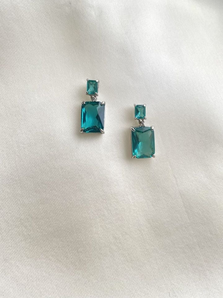 Green baguette Earrings