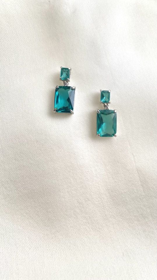 Green baguette Earrings