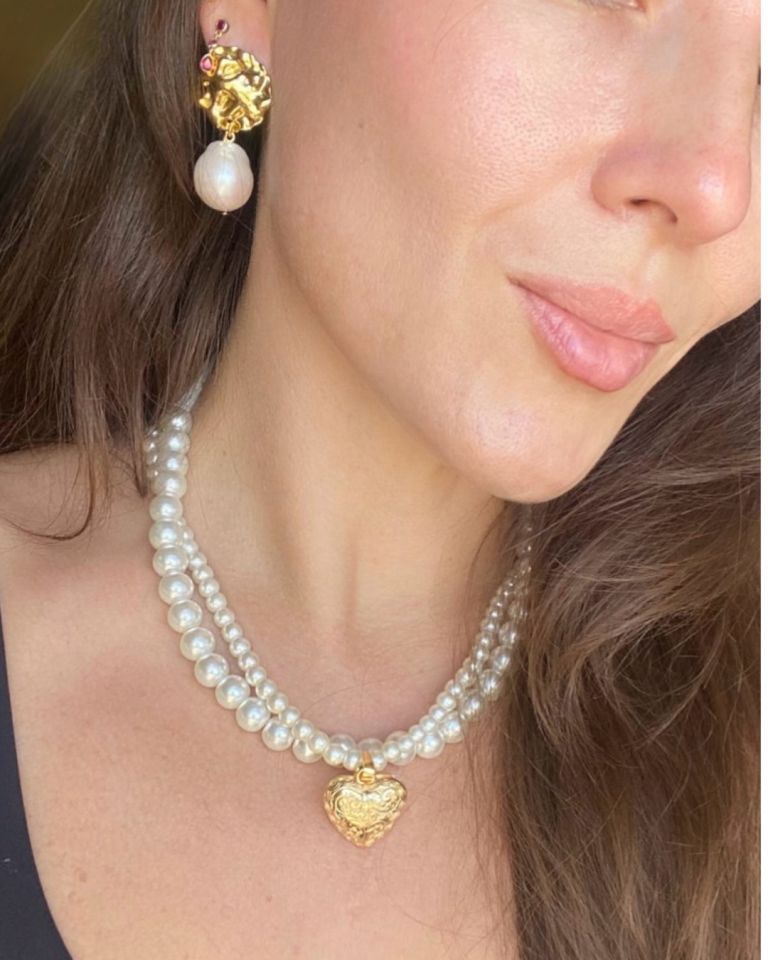 Dokulu Barok İnci Küpe