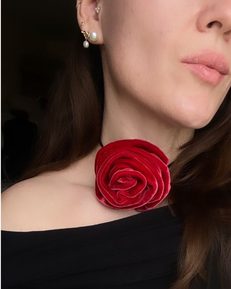 KADİFE ROSE CHOKER