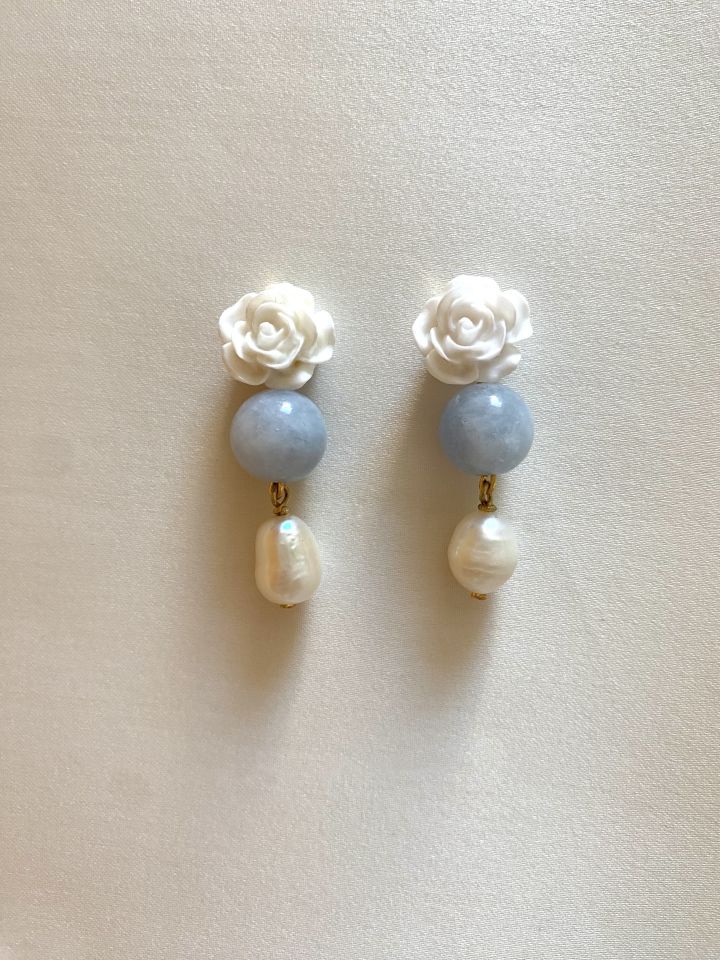 Aquamarin İnci Küpe